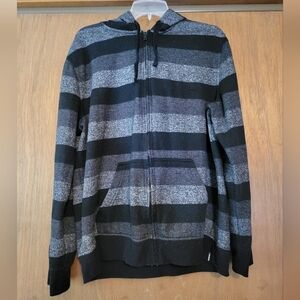 Men's Hawk XXL Black and Gray Striped Sweater